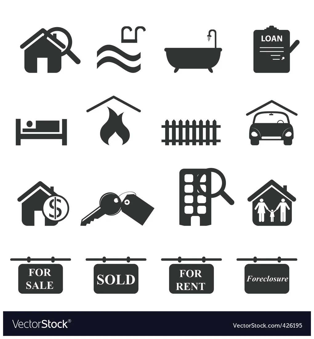 Real-estate icons vector vectorstock