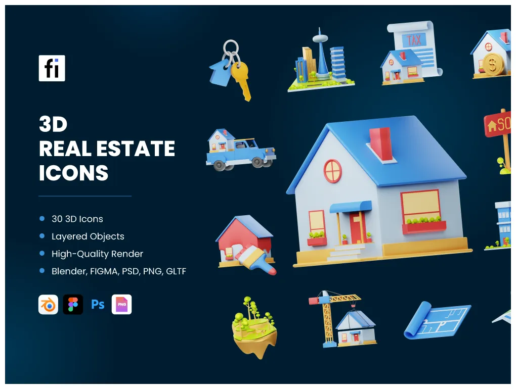 Real estate icons printable coloring page