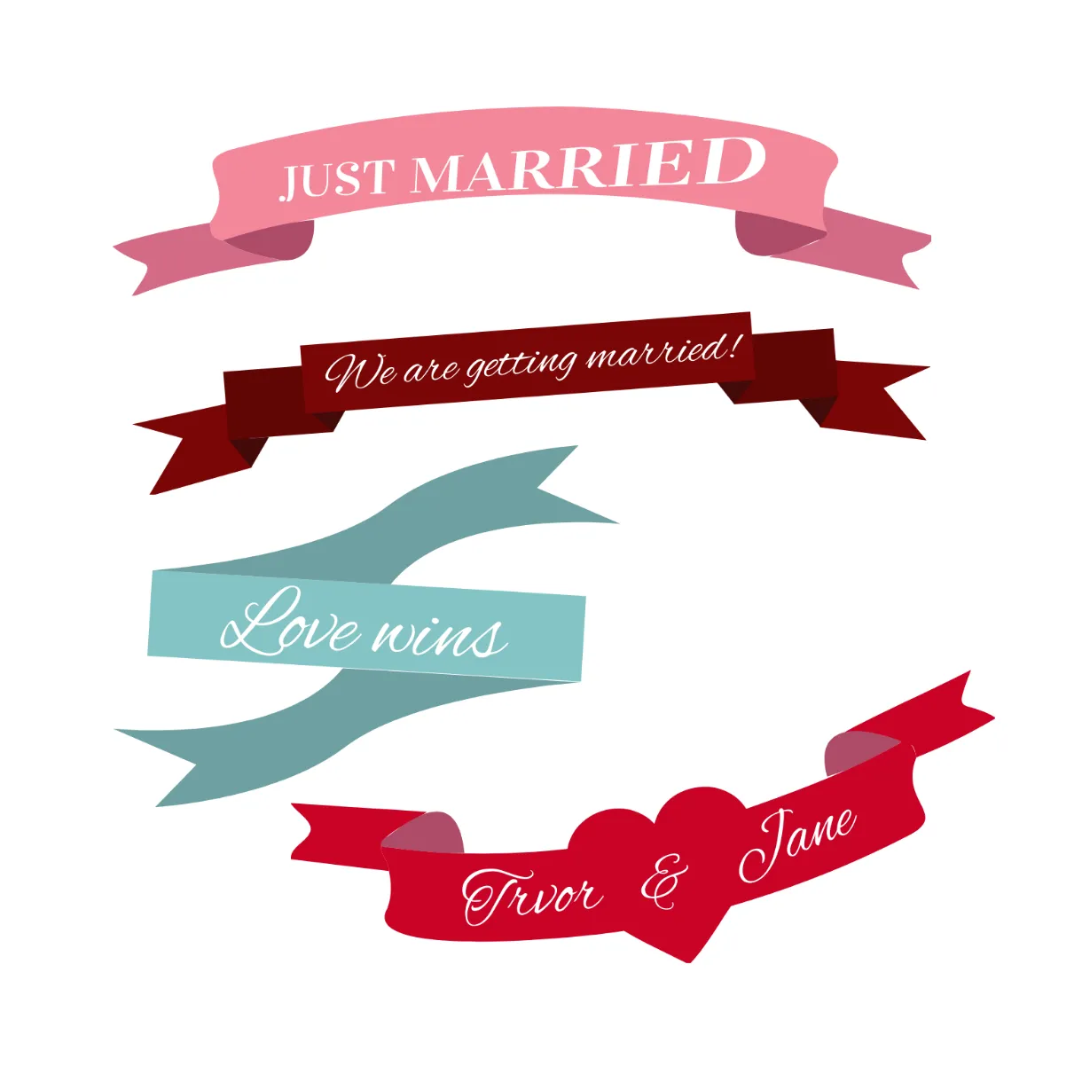 Free ribbon wedding vector template to edit online