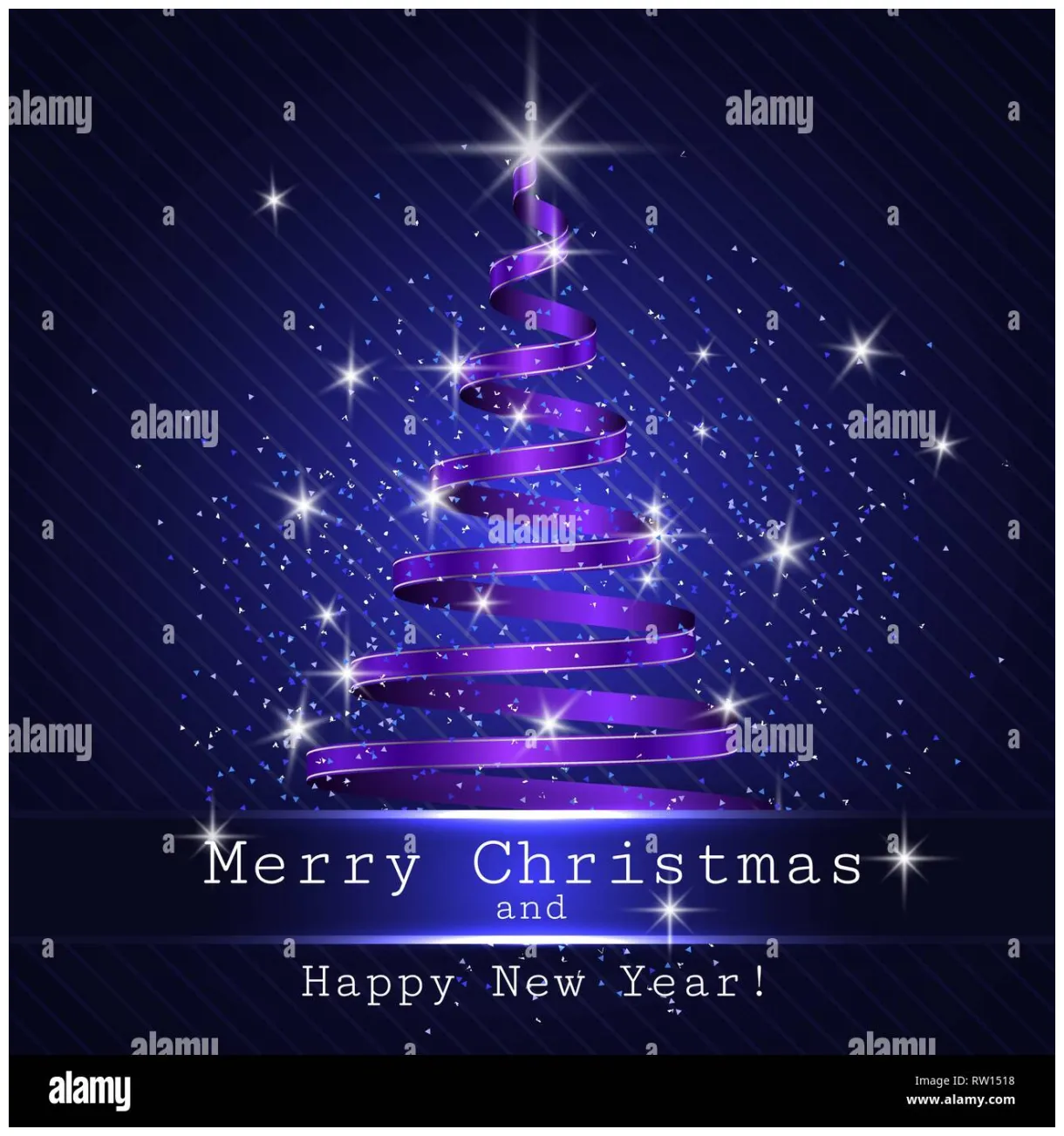 Christmas tree blue , ribbon, vector stock vector & art