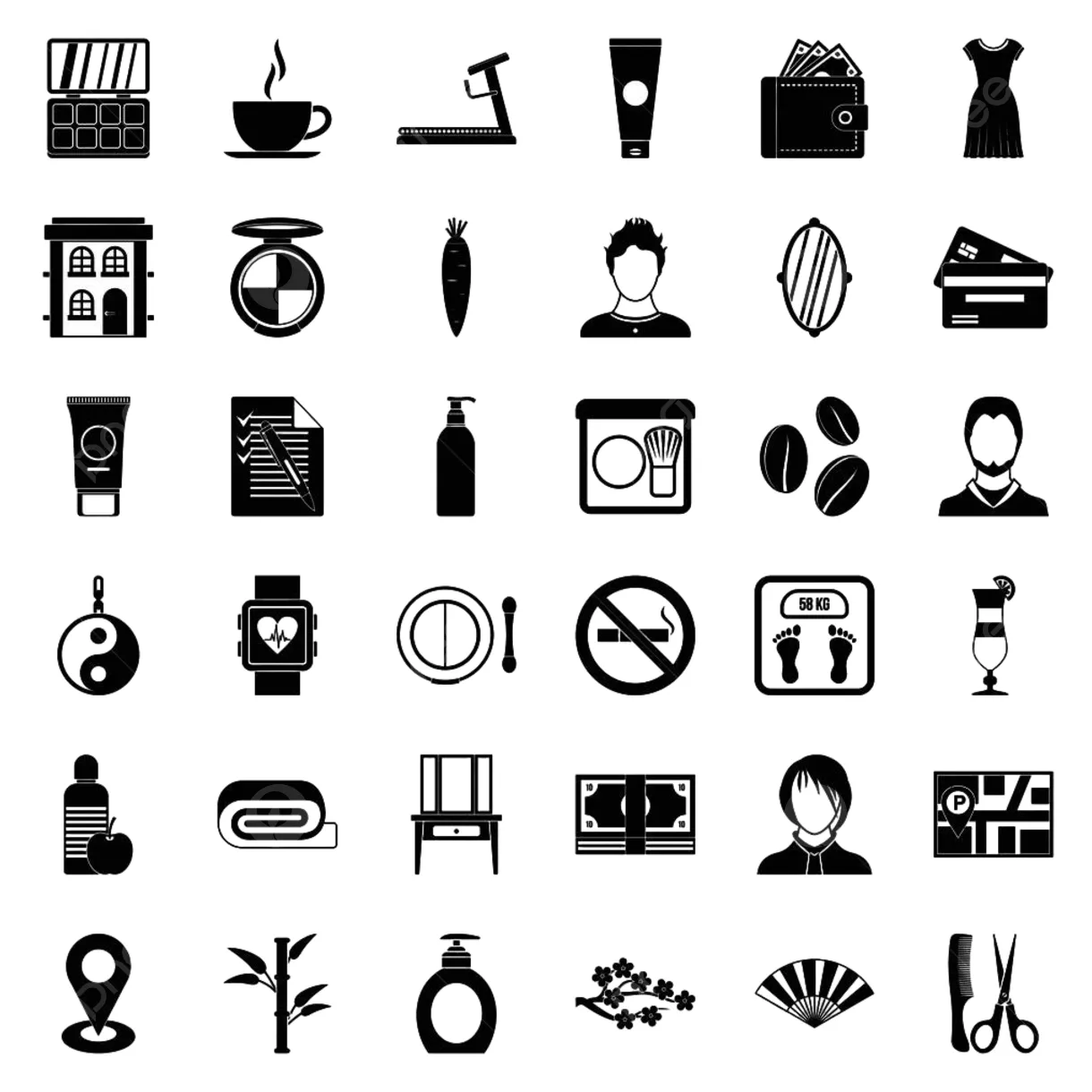 Beauty salon facial vector png s, beauty set, web, set