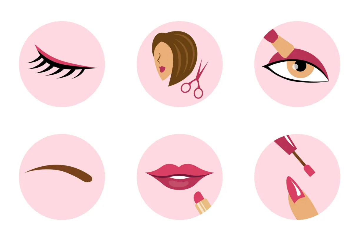 Beauty vector illustration. lips, eyebrows, eye make up