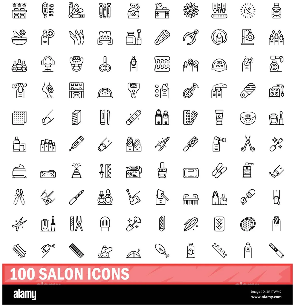 100 set. outline illustration of 100 vector set