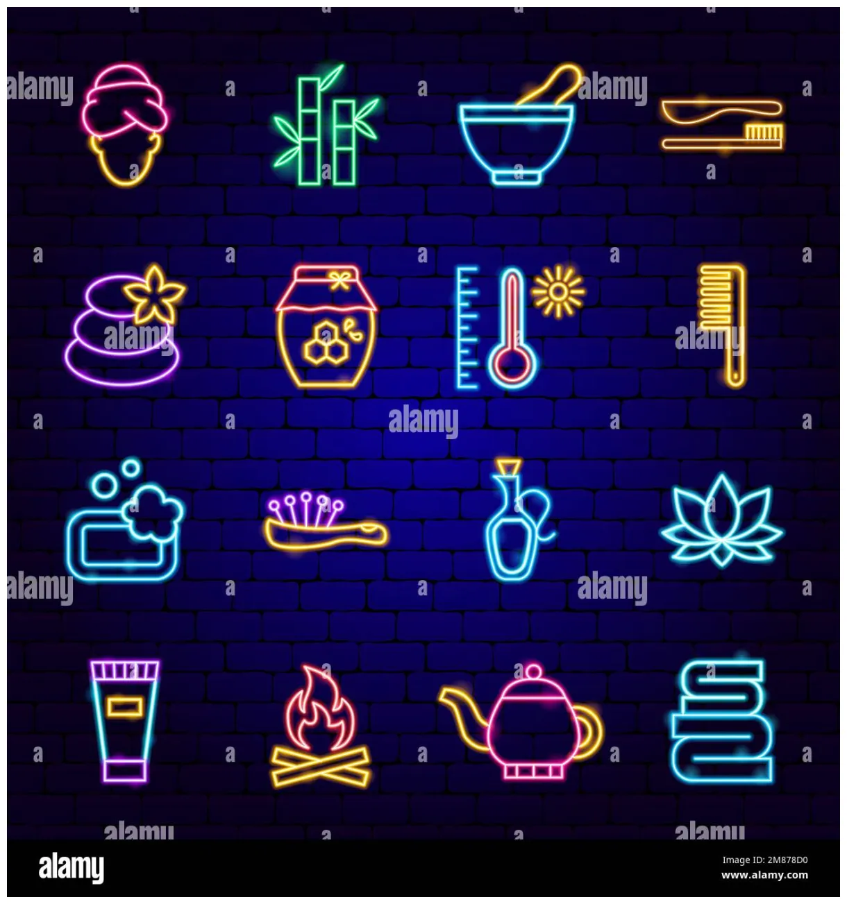 Spa salon neon icons stock vector & art alamy