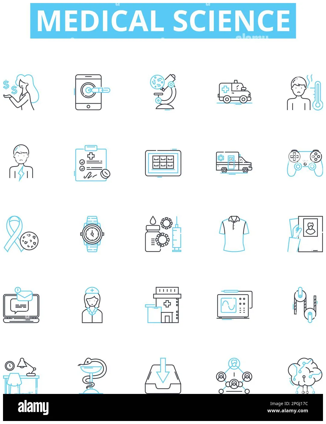 Medical science vector line icons set. medicine, biology, diagnosis printable coloring page