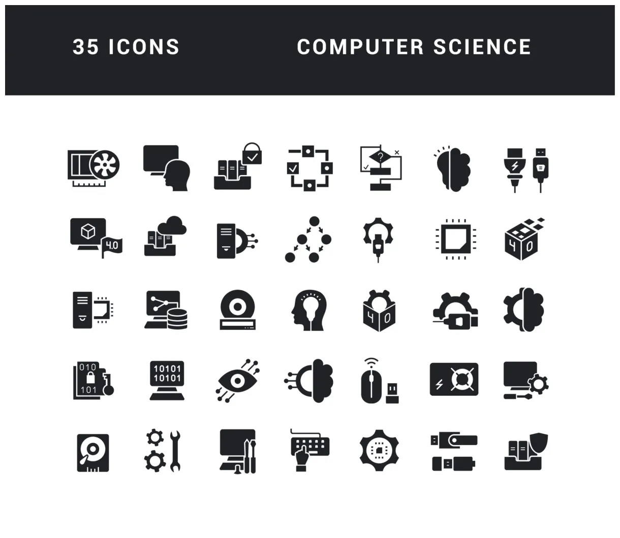 Set of simple icons of computer science 9640537 vector art at vecteezy