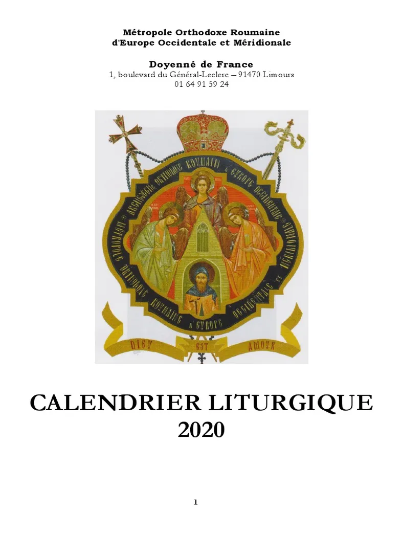 Calendrier liturgique 2020 pdf Église orthodoxe saints chrétiens