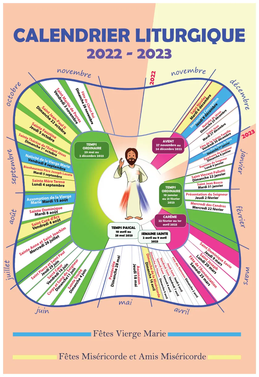 Calendrier liturgique 2022-2023 enfants misericorde 7-11 ans