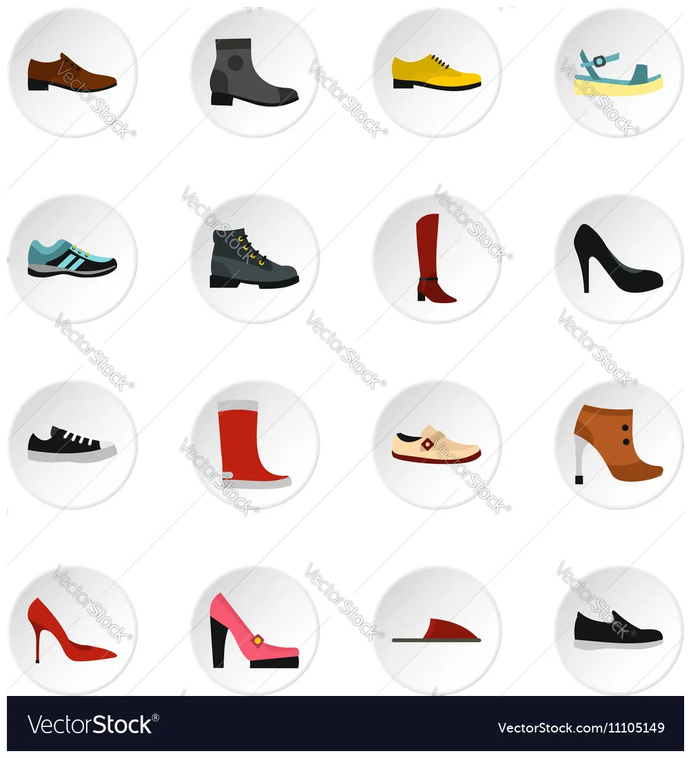 Shoe icons set flat style Royalty Free Vector Image