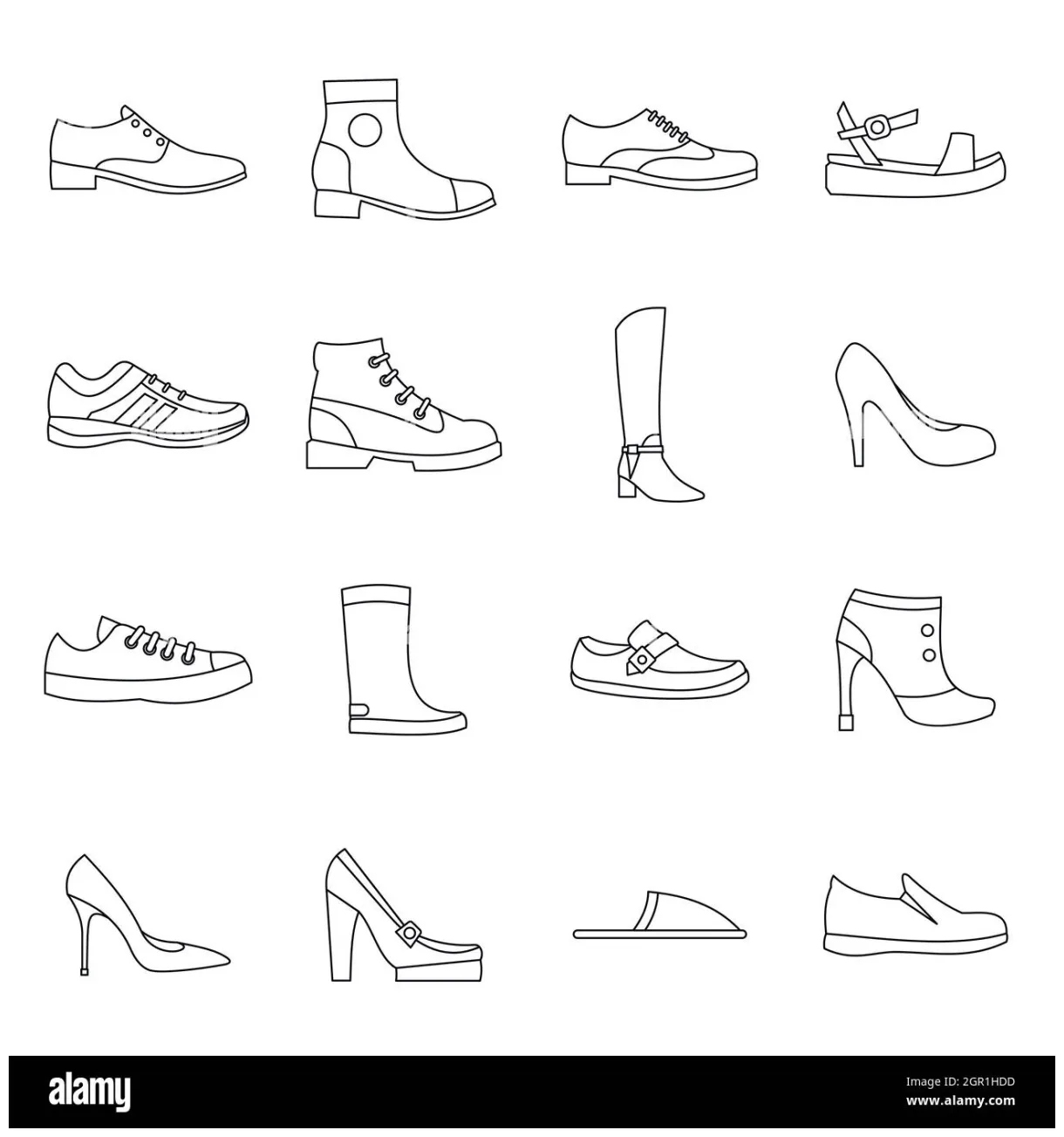 Set in outline style stock vector & art alamy printable coloring page