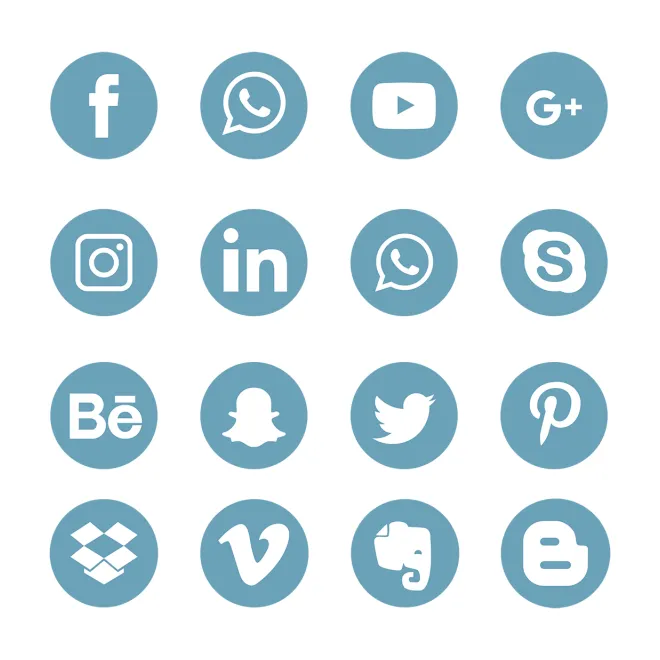 Blue set logo symbol, social, media, icon png and