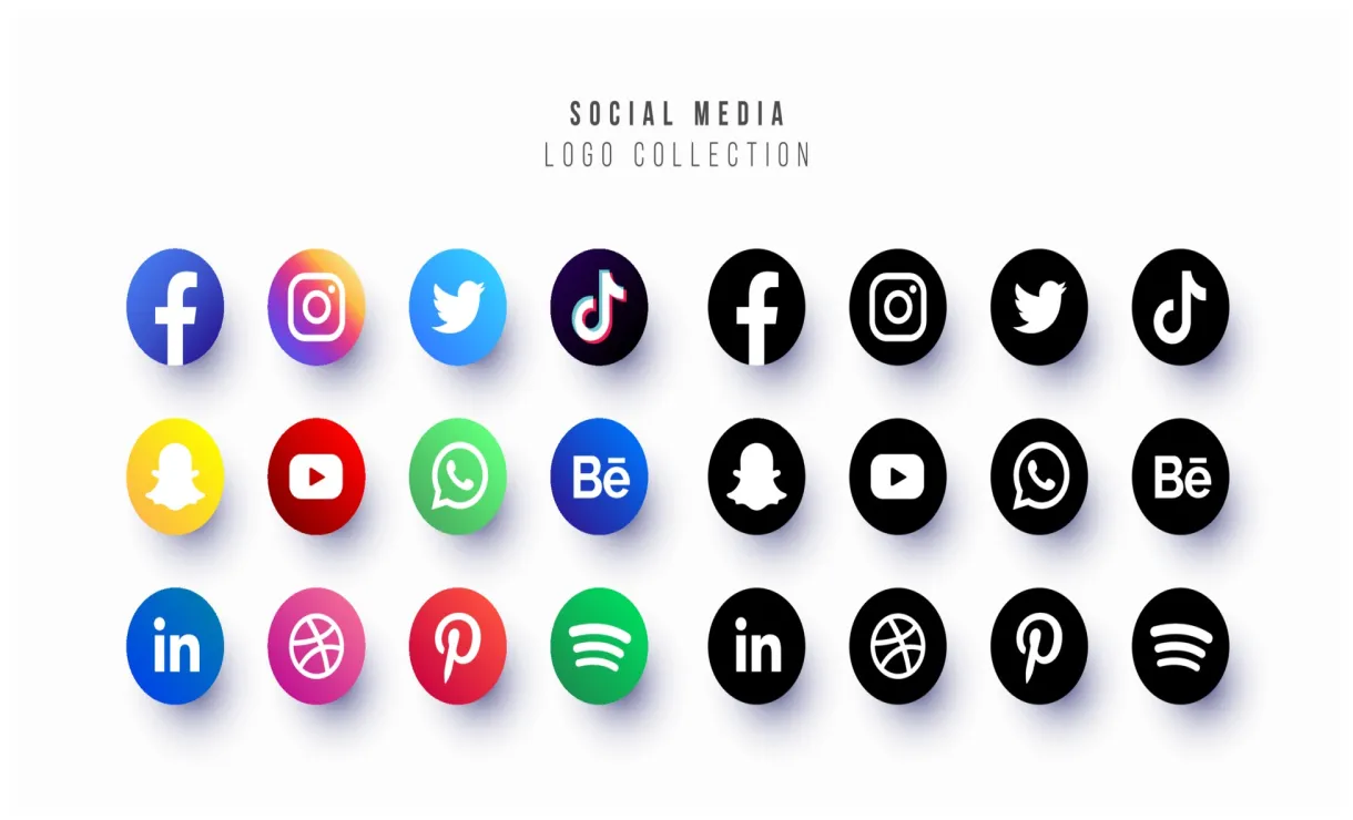 Social media vector art, icons, and graphics for