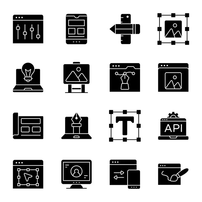 Premium vector set of designing solid icons