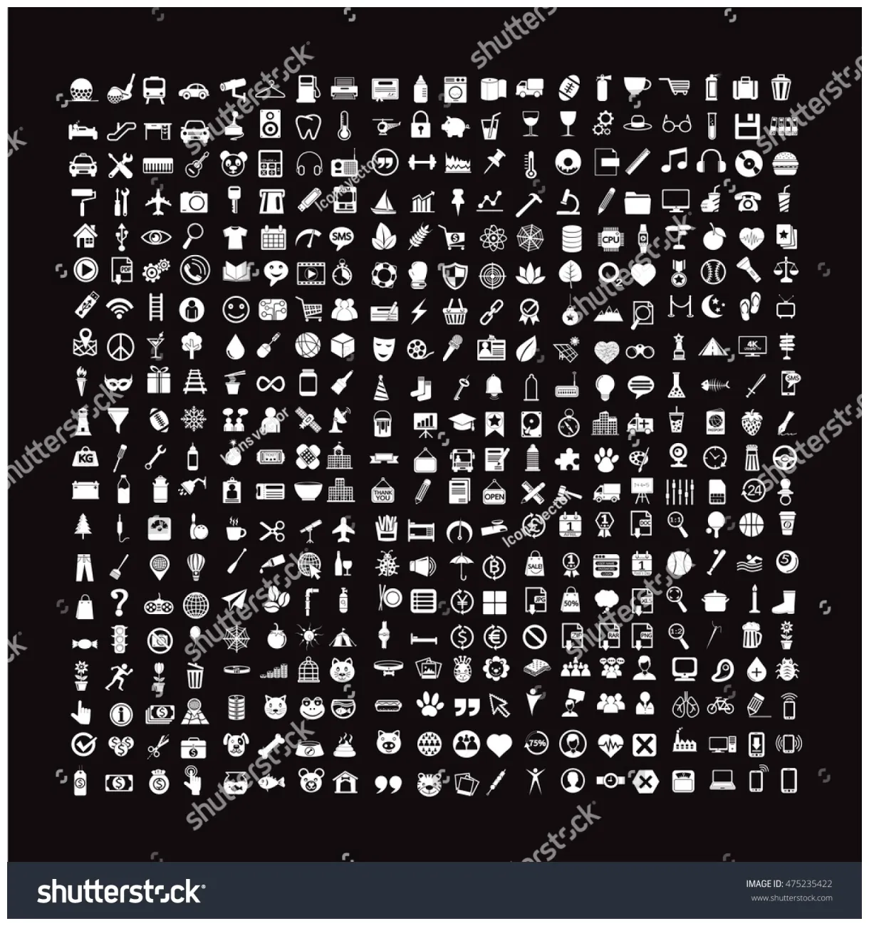 Solid icons set illustration design stock vector