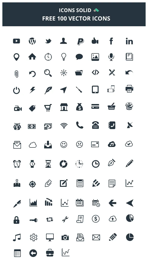 Icons solid 100 vector icons graphicburger