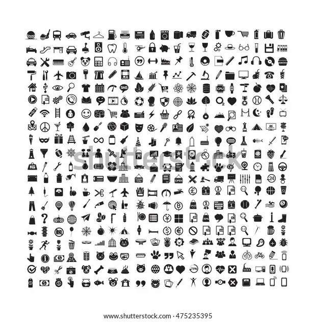 Solid icons set illustration design stock vector 475235395 printable coloring page