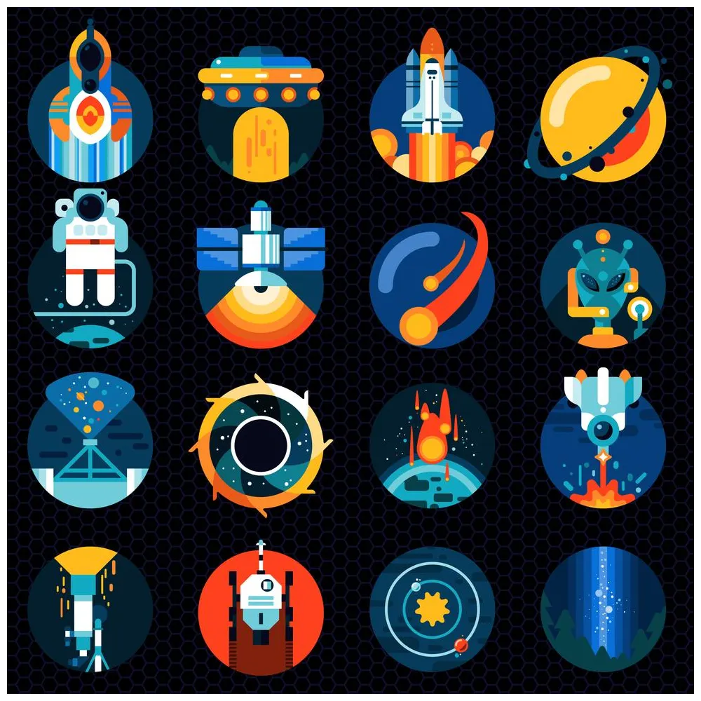 Space icons set 466234 Vector Art at Vecteezy
