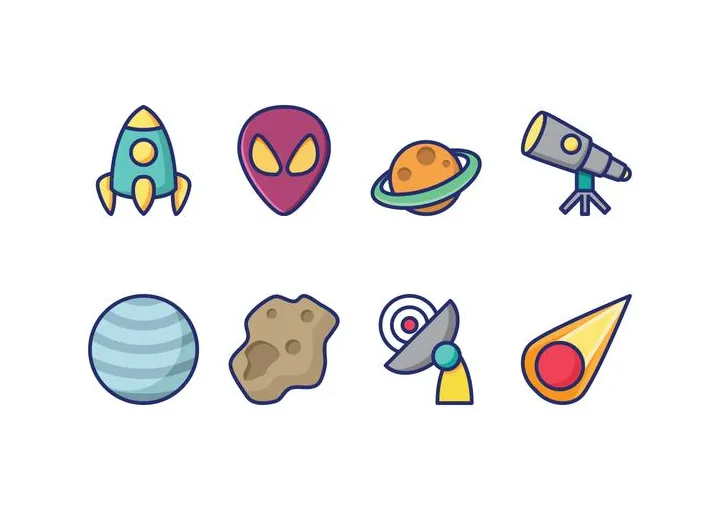 Space Icons 136974 Vector Art at Vecteezy