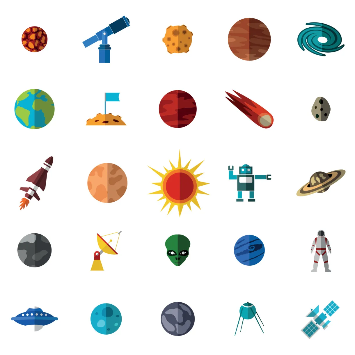 Space flat icons set 8996981 Vector Art at Vecteezy