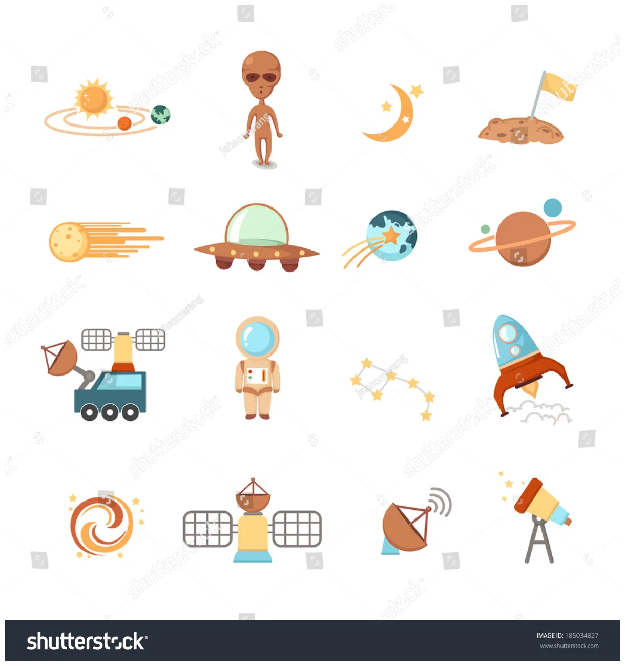 Space Icons Stock Vector (Royalty Free) 185034827 | Shutterstock