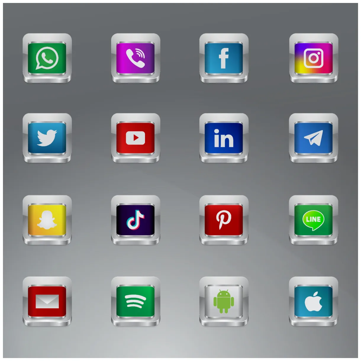 Social media icons square 3d button 11888855 vector art at vecteezy