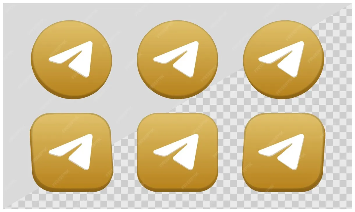 Premium vector 3d telegram icon logo in modern gold circle and square
