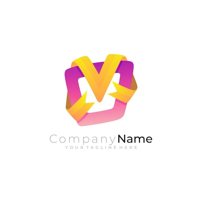 Premium vector square logo template abstract square logos ribbon design