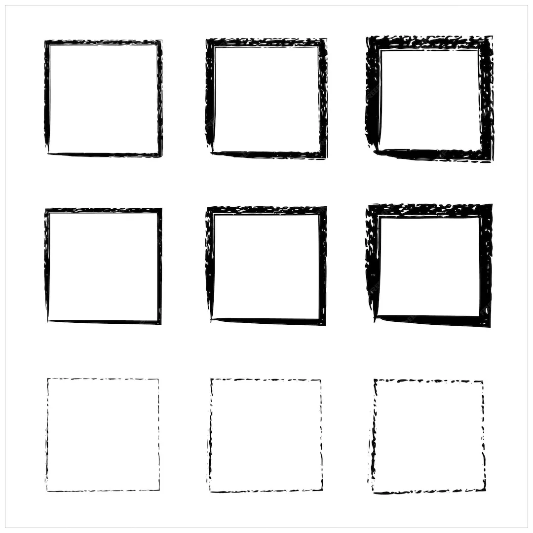 Premium vector grunge frames vector set black square shape borders