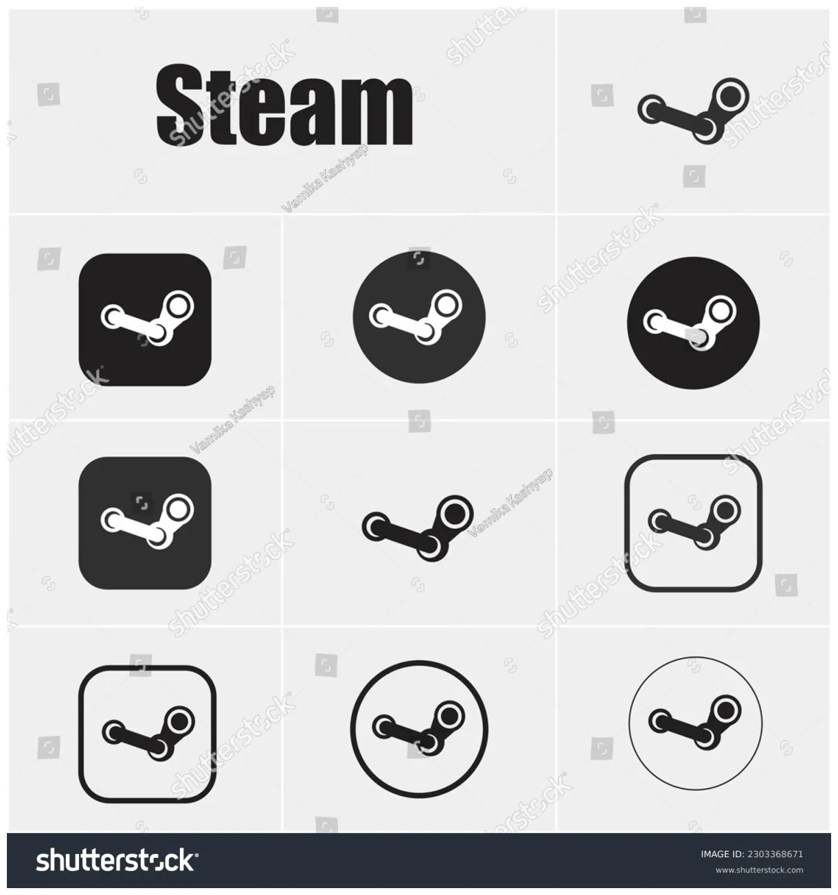 Steam icon collection steam logo realistic stock vector