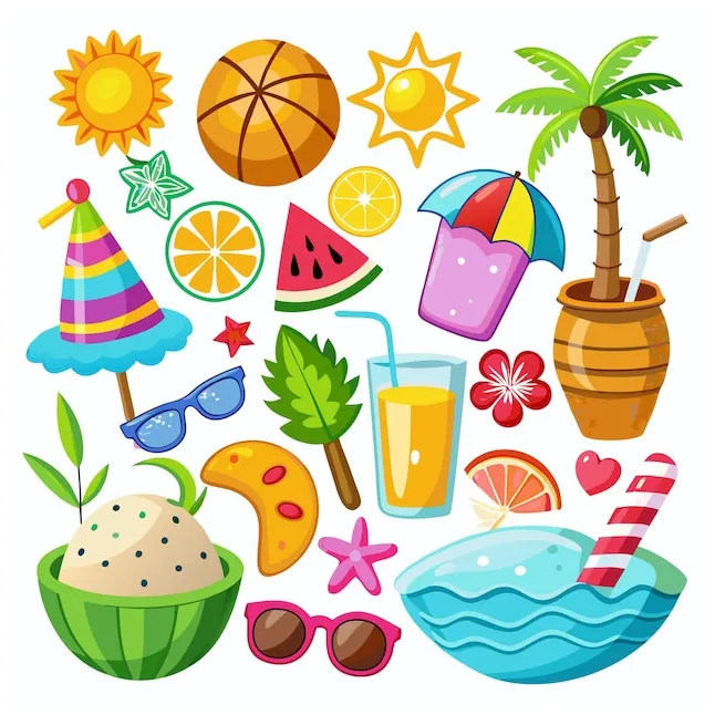 Colorful Summer Icons | Premium AI-generated vector