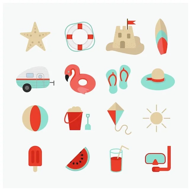 Premium Vector | Color summer icons