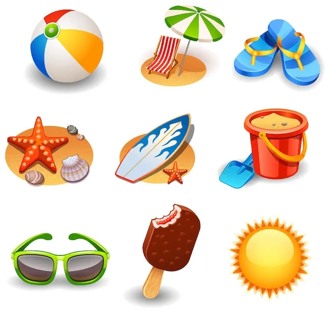 Premium Vector | Vector summer icons set