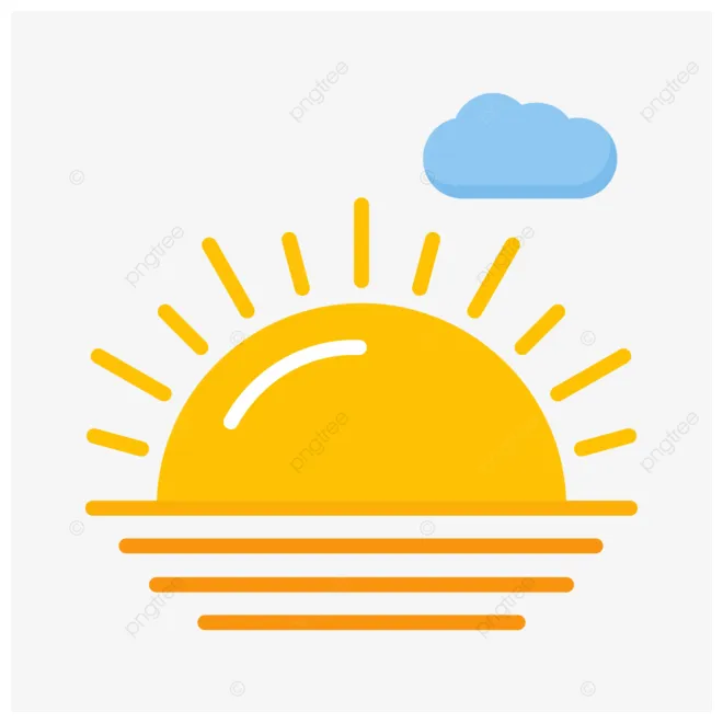 Sunrise flat icon vector, horizon, sea, sun png and vector with