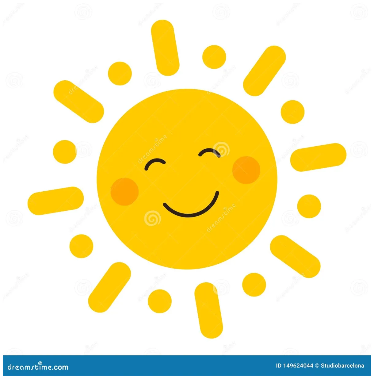 Cute smiling sun icon stock vector. illustration of icon 149624044