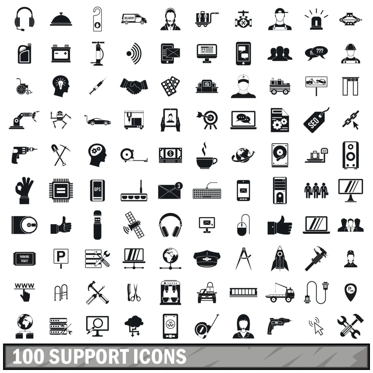 100 support icons set, simple style 8772612 Vector Art at Vecteezy