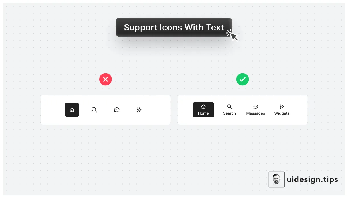 Support Icons With Labels - UI Design Tip