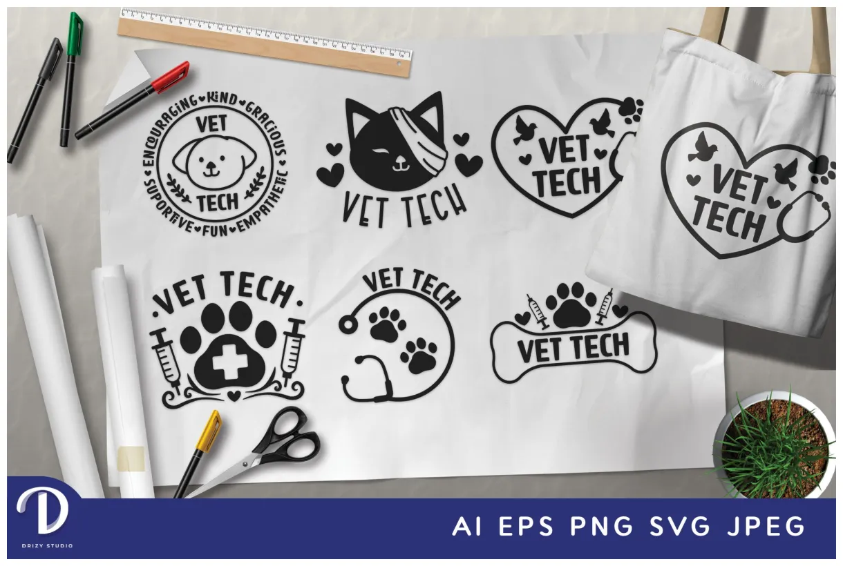 Vet tech svg bundle vet life svg drizy studio