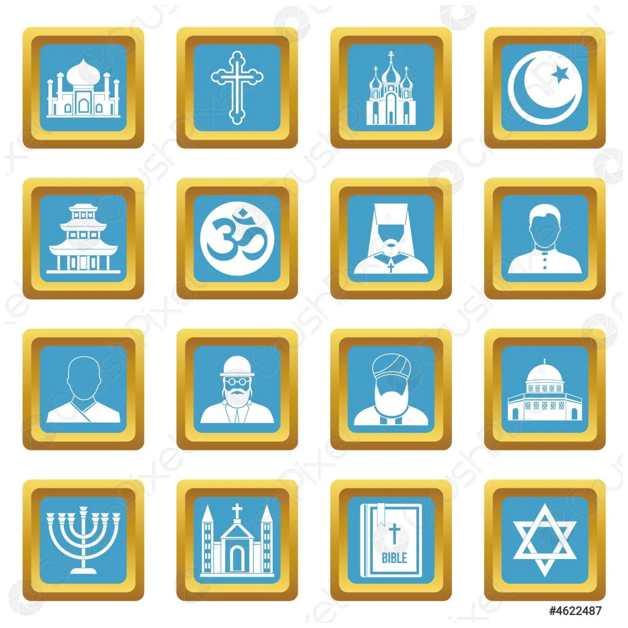 Religious symbol icons azure - stock vector 4622487 | Crushpixel