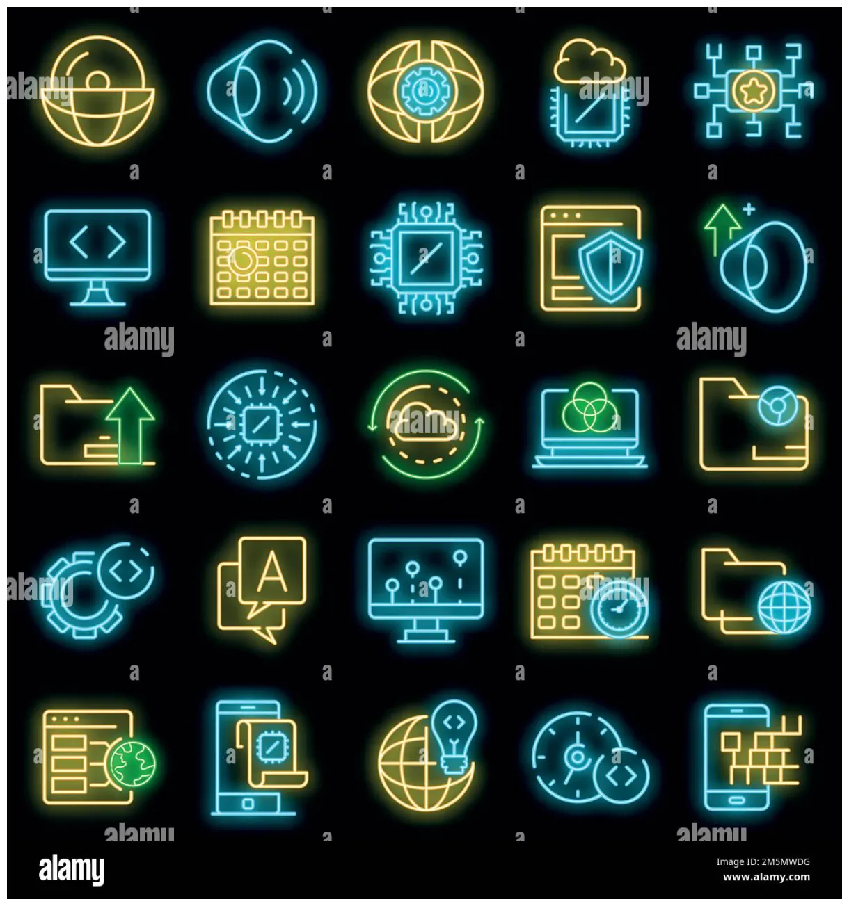 Operating system icons set. Outline set of operating system vector