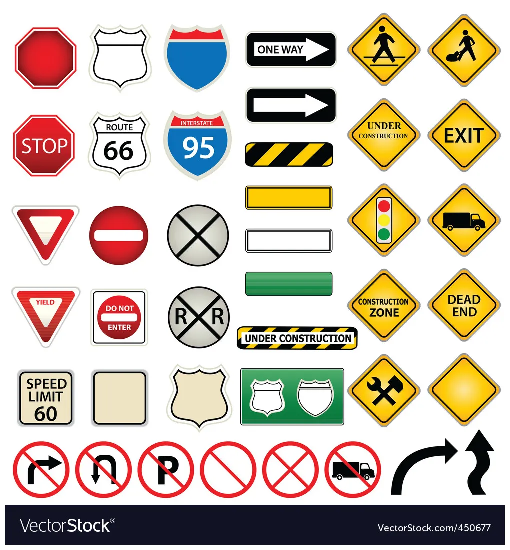 Traffic signs vector vectorstock