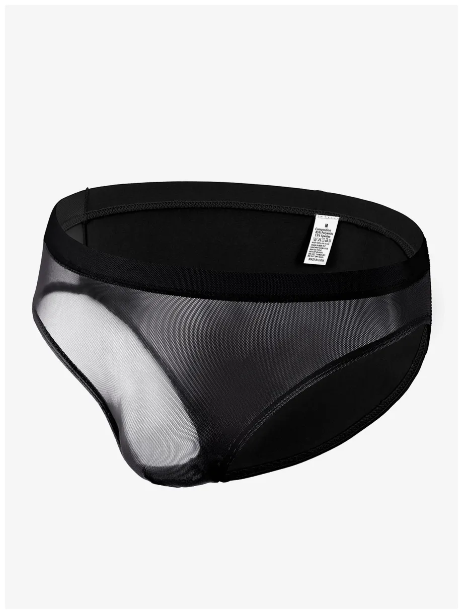 Male sexy panties transparente cotton fibers black men's lingerie