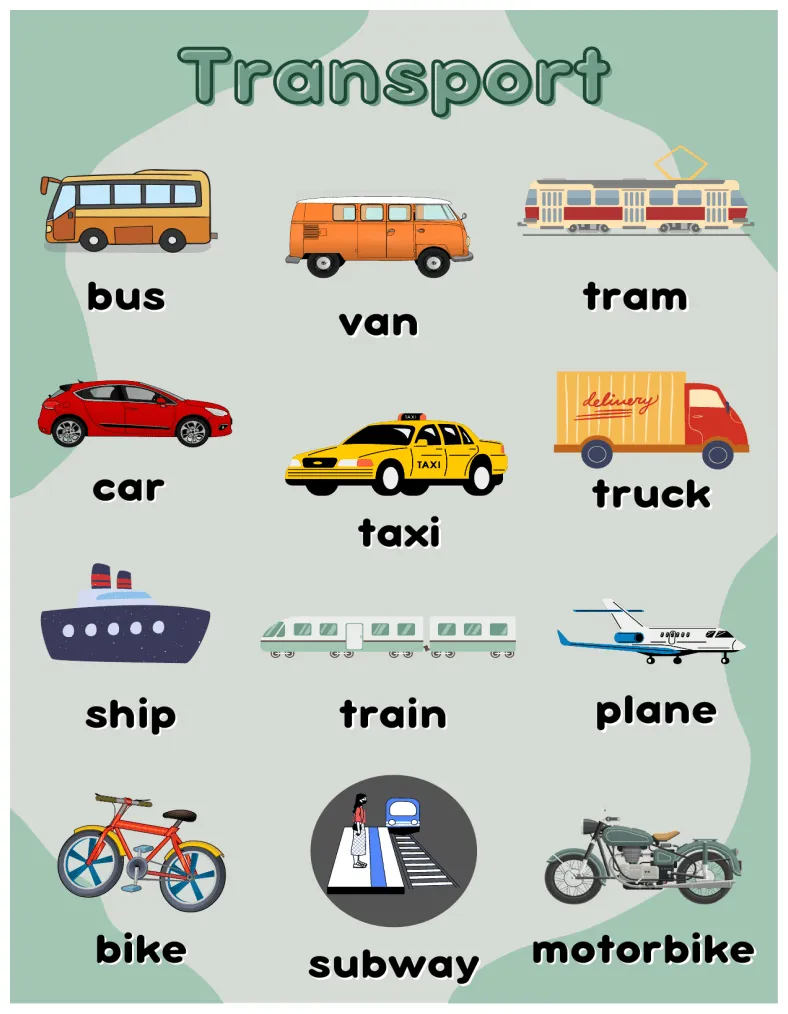 Karta pracy Środki transportu dla dzieci