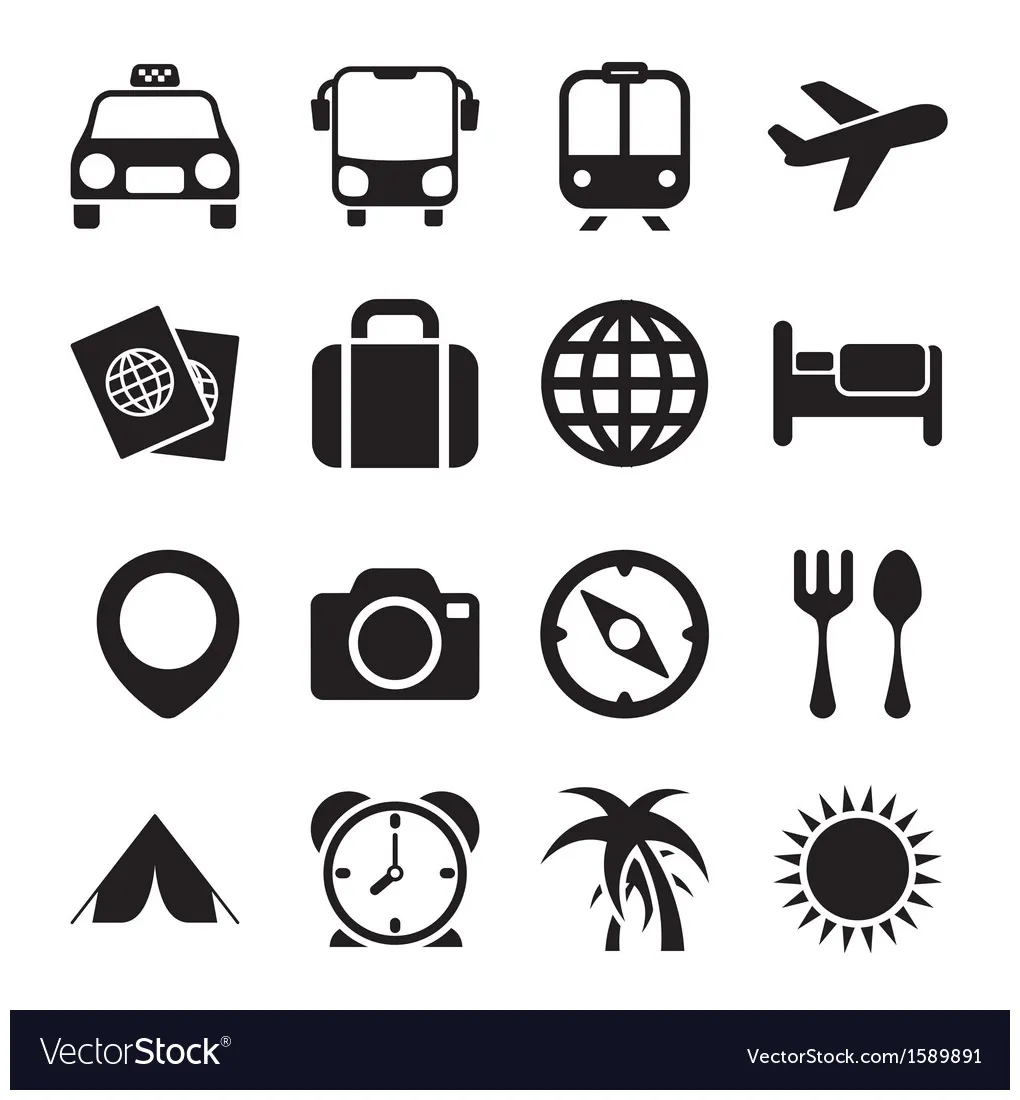 Travel icons vector vectorstock