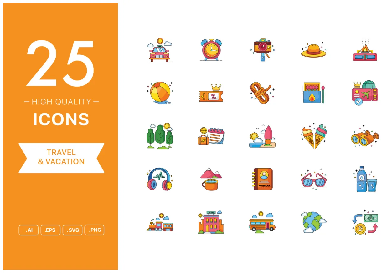 Vector set of travel icons 23423590 vector art at vecteezy