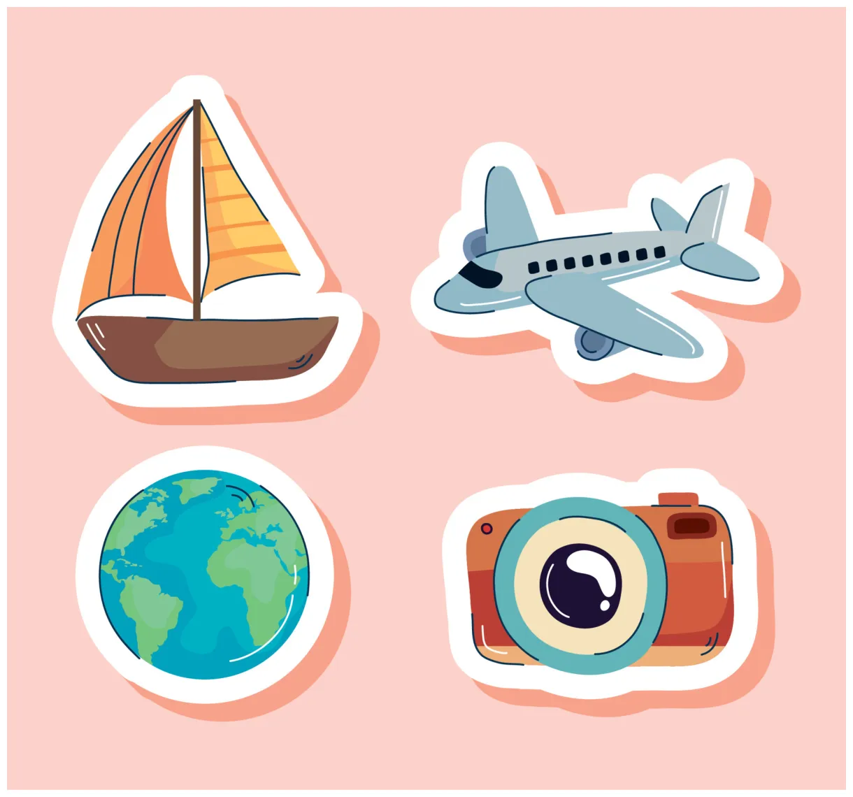 Four travel icons 12580775 vector art at vecteezy printable coloring page