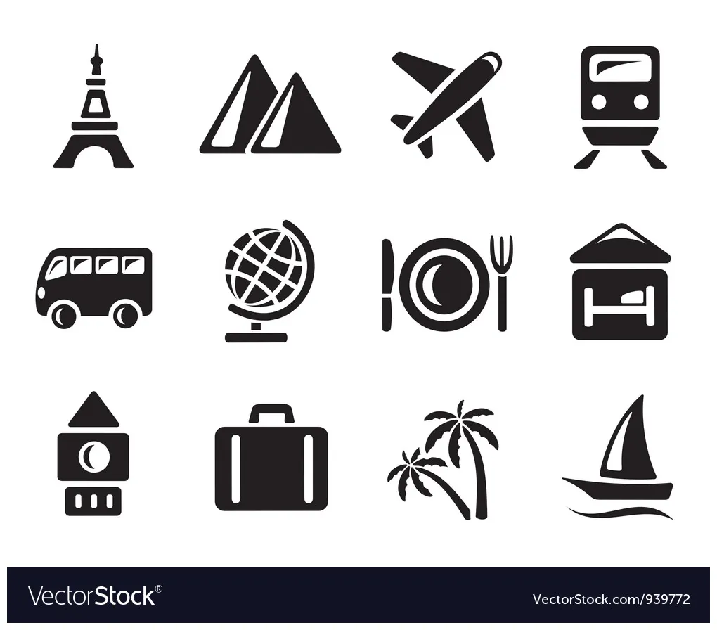 Travel icons vector vectorstock printable coloring page