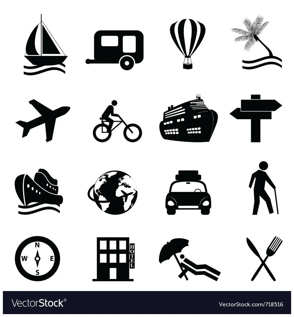 Travel icons vector vectorstock