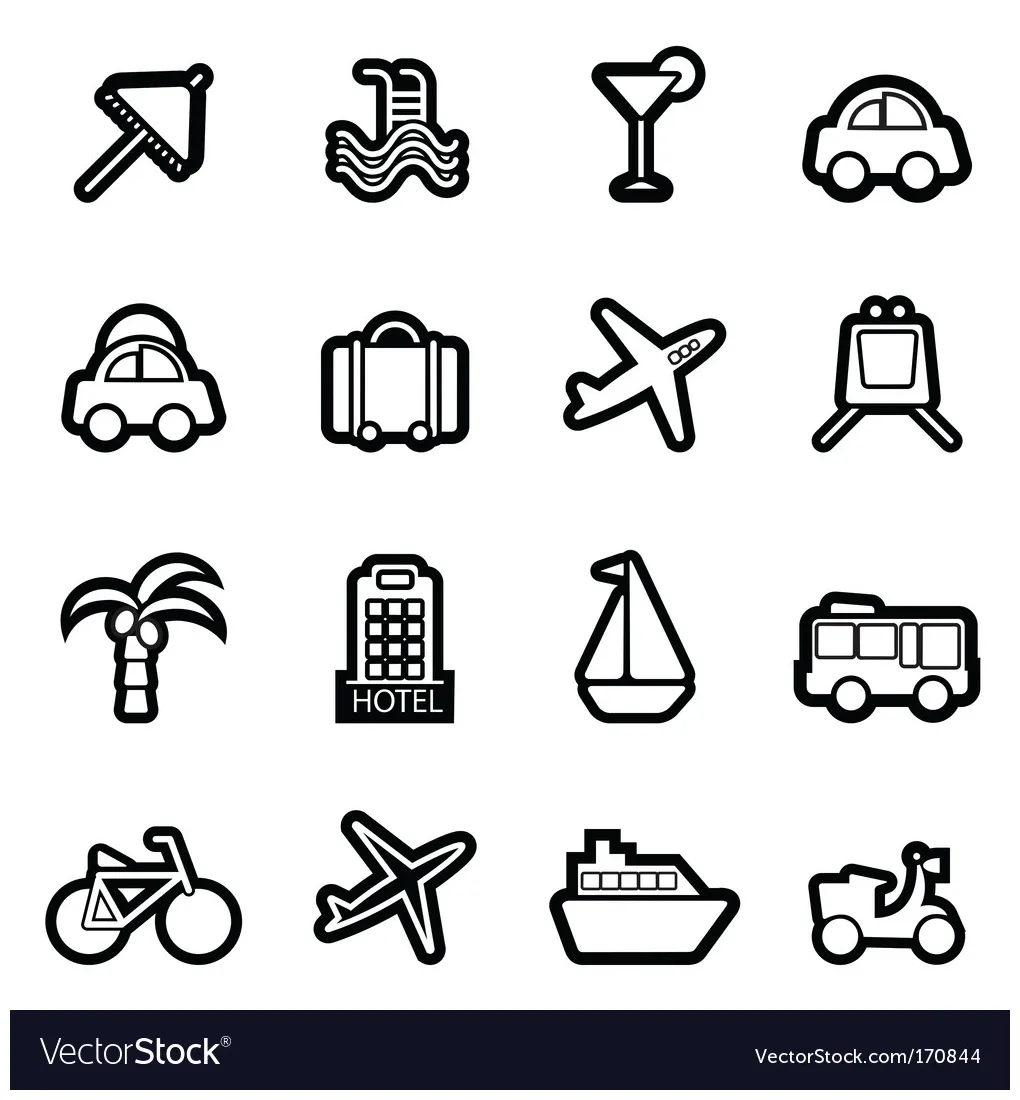Travel icons vector vectorstock