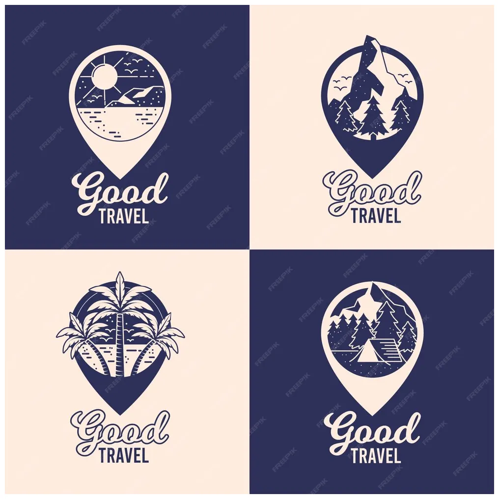 Free vector different travel logos pack