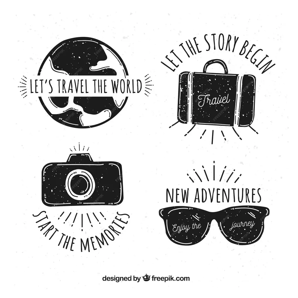 Free vector set of hand drawn travel logos